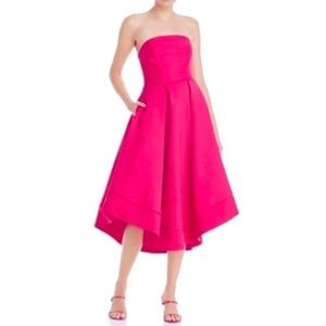 C/MEO COLLECTIVE Hot Barbie Pink Making Waves Strapless High Low Dress S US 4